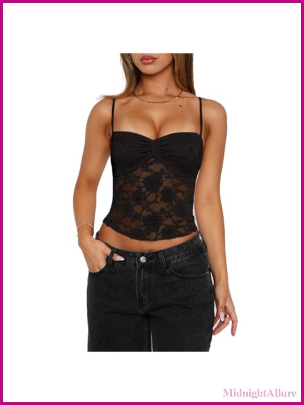 Lace Floral Cami Tank Top Spaghetti Strap Backless Sleeveless Going Out Top